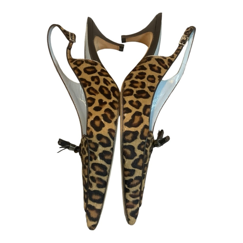 Lambertson Truex Women’s Size 39 Pony Hair Animal Print Slingback Pumps Sandals - Picture 7 of 16